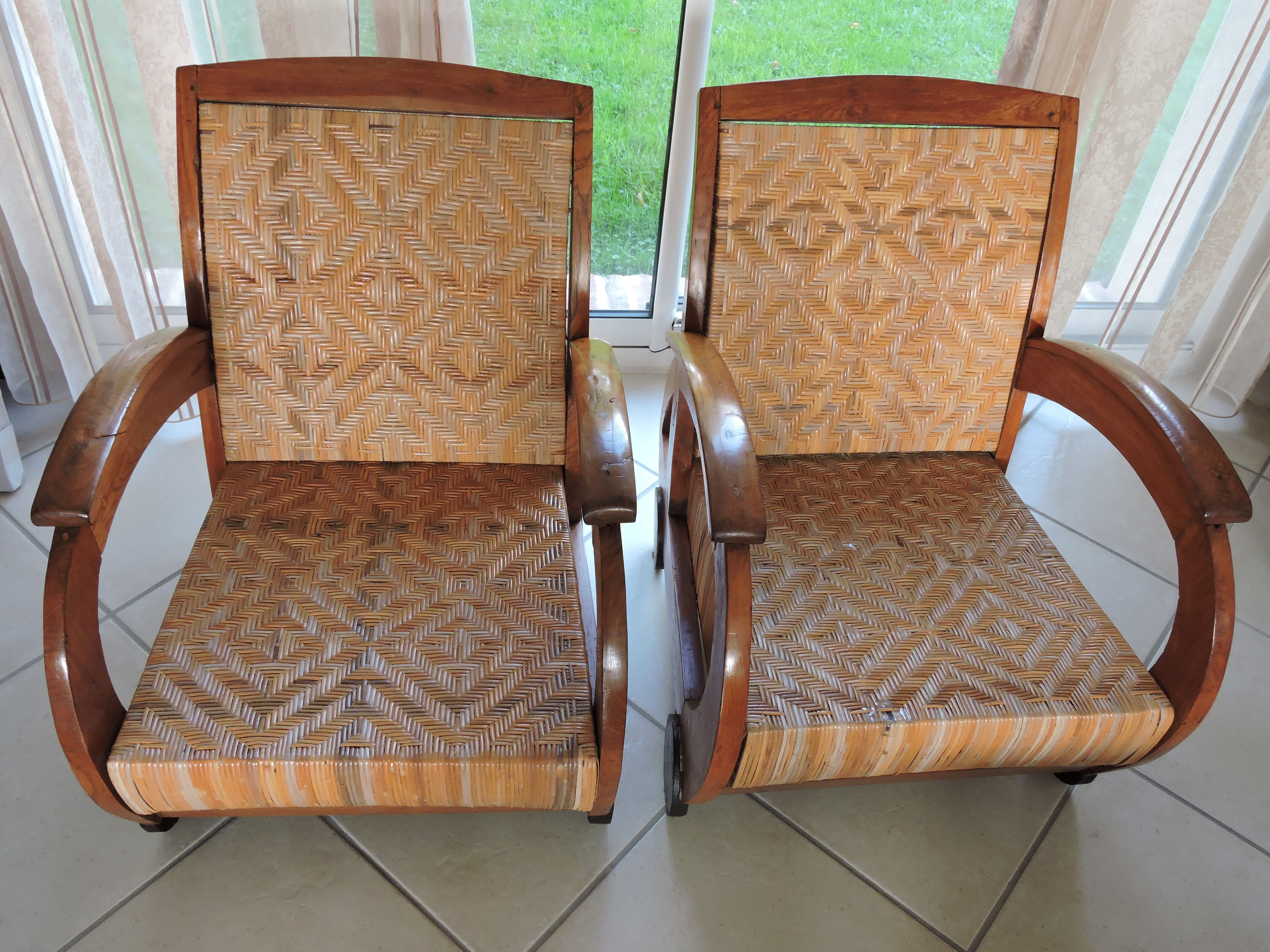 Art Deco canne chairs