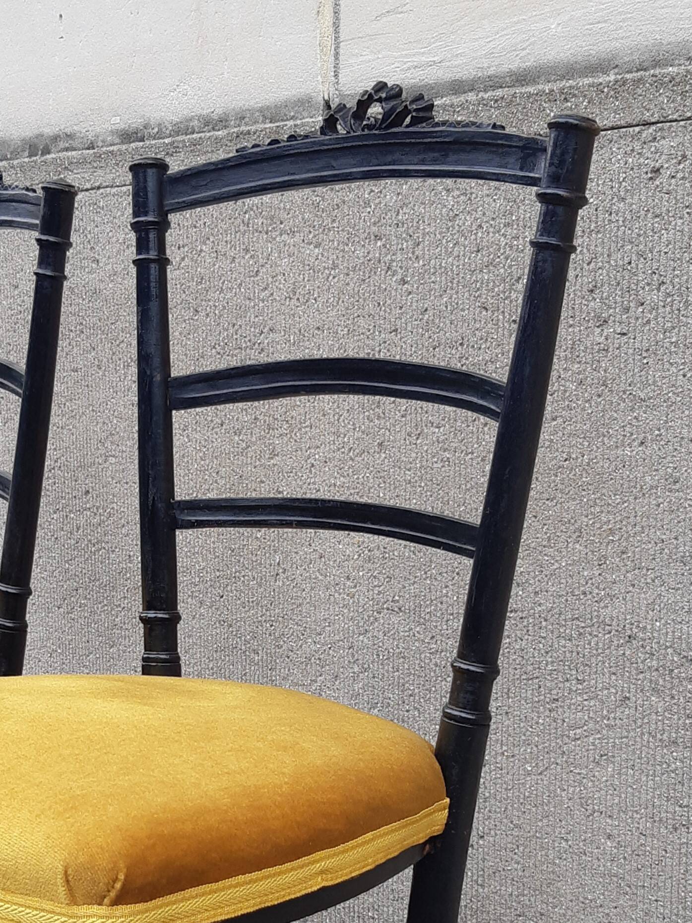 Pair of blackened wood Napoleon III chairs