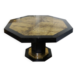 Table de salle à manger de forme hexagonale laquée noire