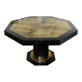 Table de salle à manger de forme hexagonale laquée noire