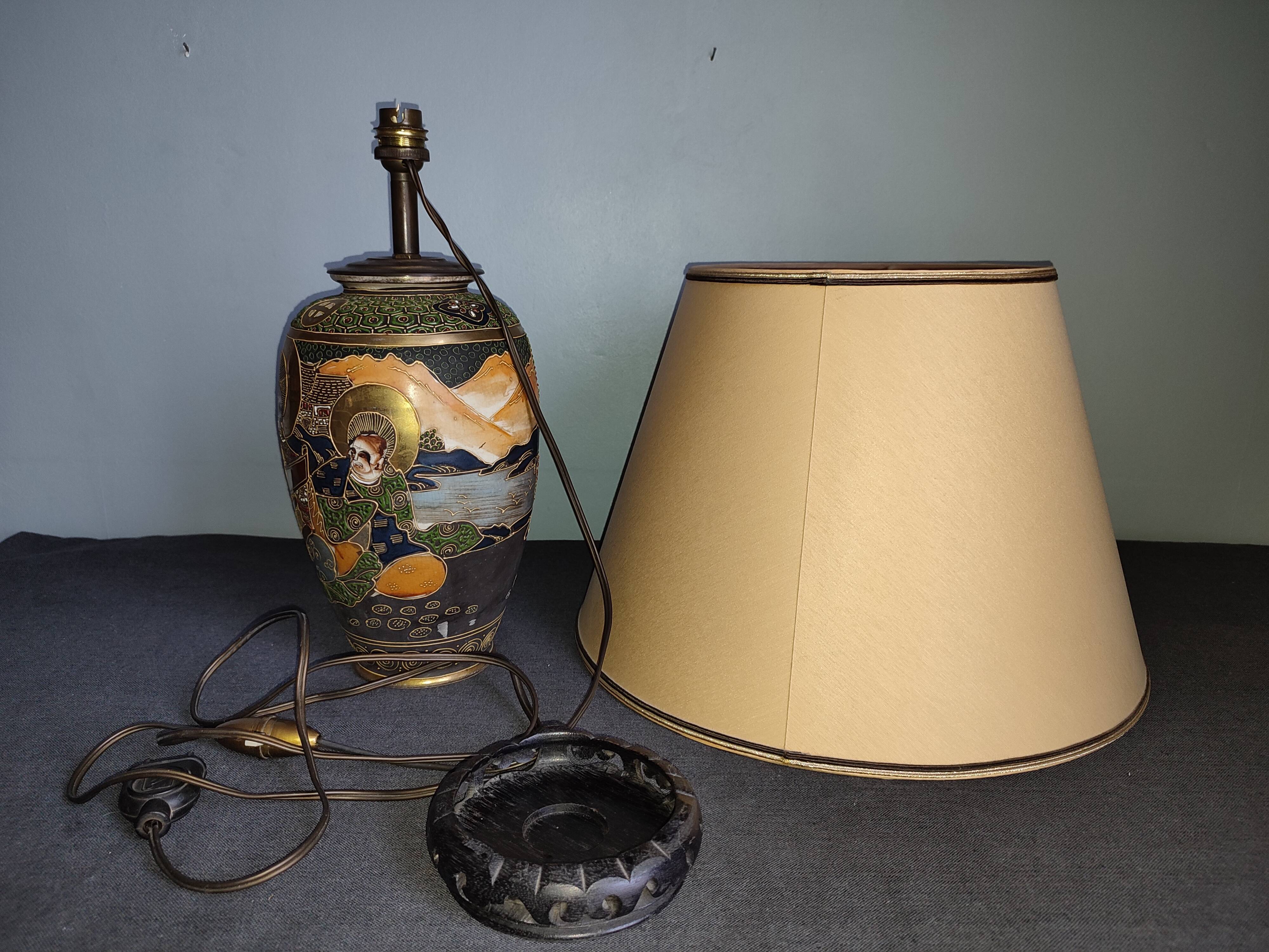 Old Japanese table lamp with Satsuma decoration.