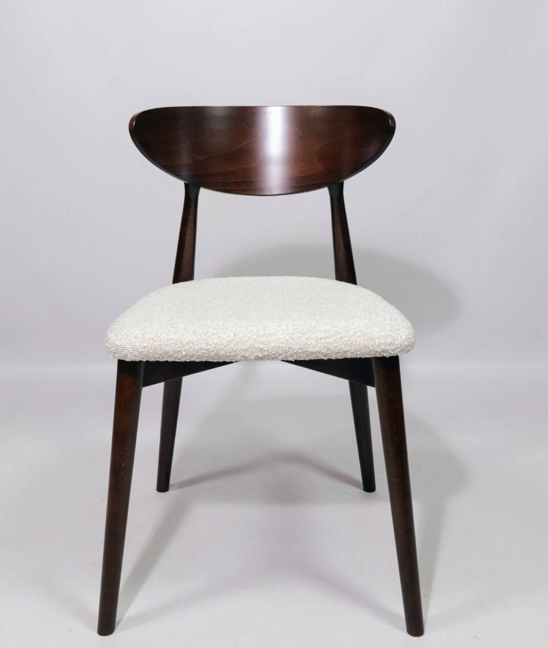 Vintage dining chairs set of 6 pearl bouclé