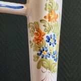 Vintage Glazed Earthenware Ewer/Pitcher – Hand-Painted Floral Decoration