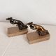 Marble and bronze metal bookends, Art Deco, greyhound, bookshelf.