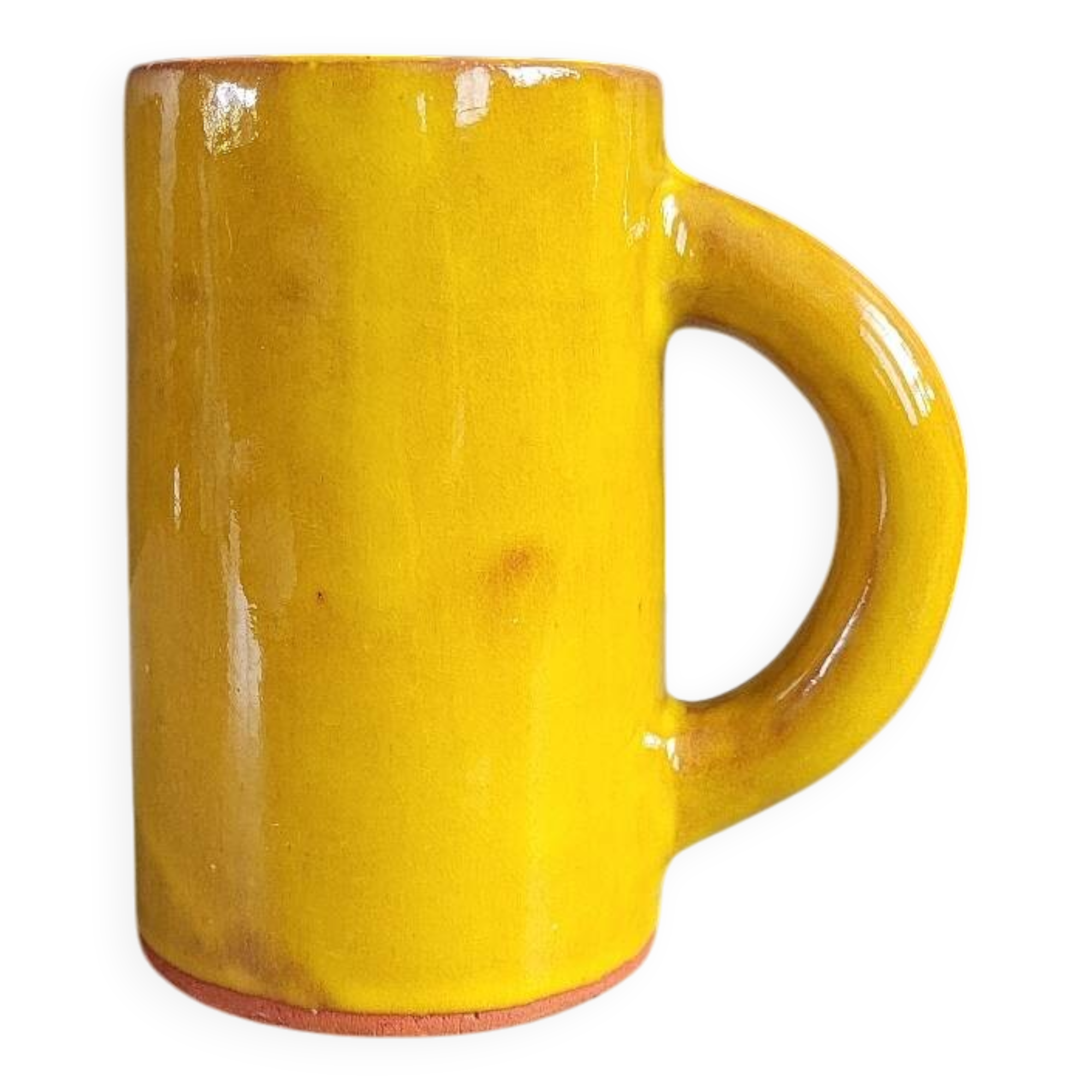 Mustard glazed terracotta mug signed - cup