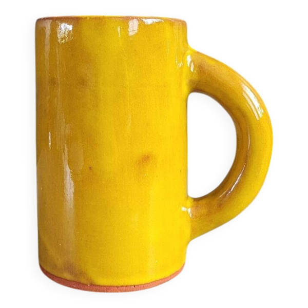Mug en terre cuite vernissée moutarde signé - tasse