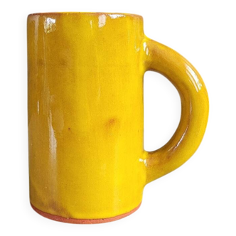Mustard glazed terracotta mug signed - cup