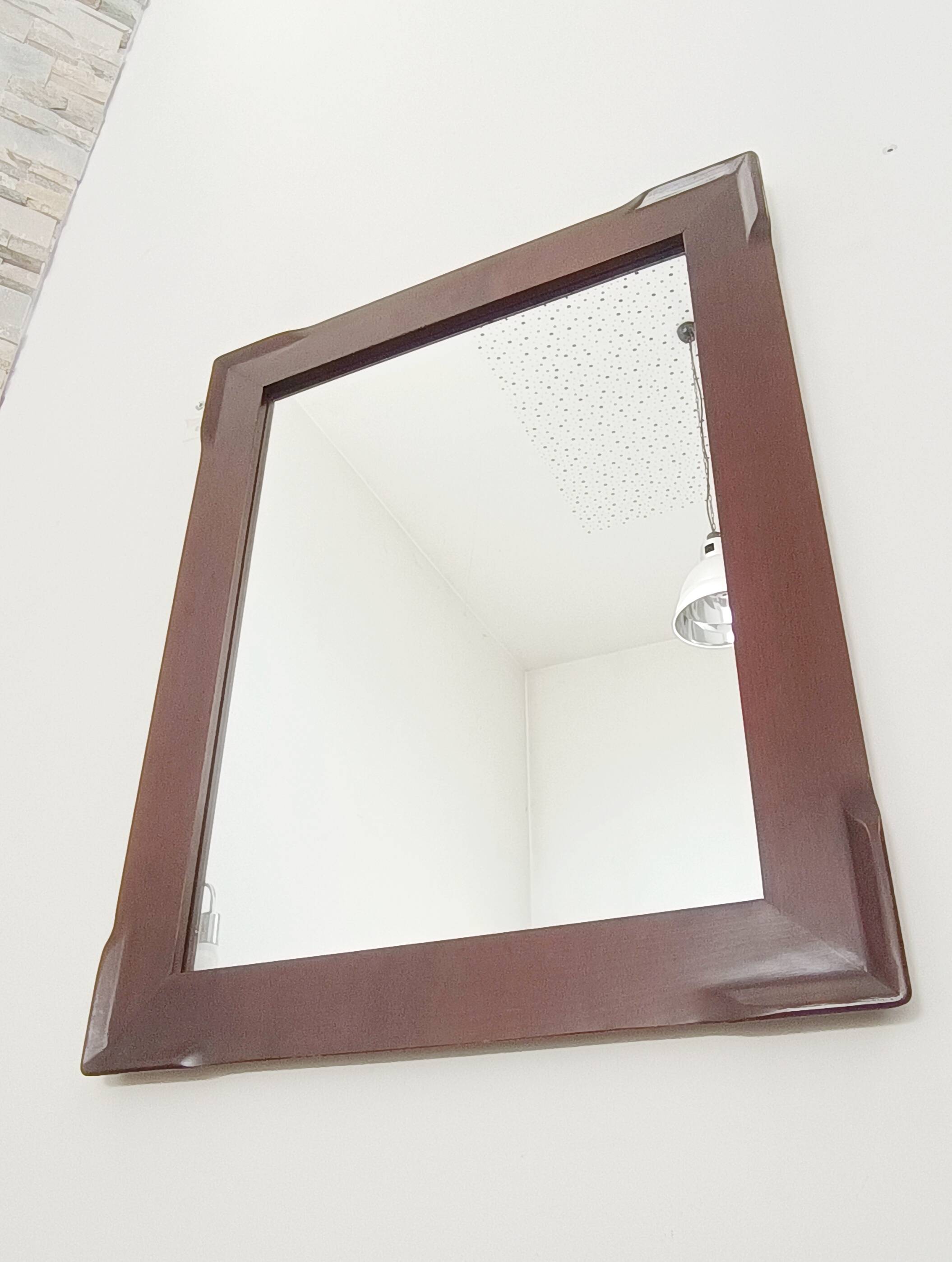 Large Cherry Wood Mirror France 1970s