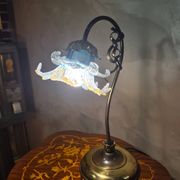 brass lamp 1975 electric working superb blue translucent tulip 42x30