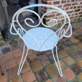 Garden furniture wrought iron, 1 table 3 armchairs