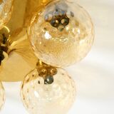 1960s Space Age brass ceiling lamp with 5 glass balls