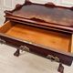 Antique walnut side table / tea table with drawer, shelves