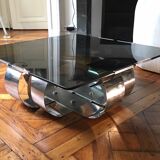 Table basse en acier poli circa 1970