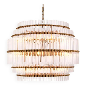 Lustre Eichholtz Scottsdale Chandelier en laiton antique et verre