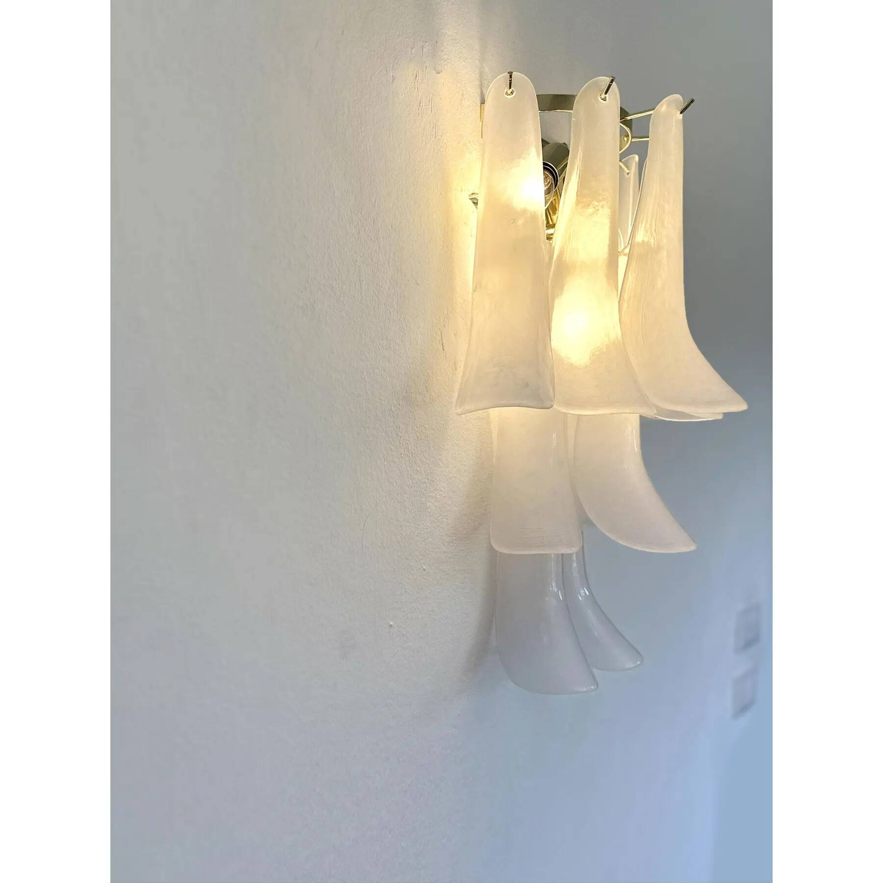 Contemporary Frosted “Selle” Murano Glass Wall Sconce in Mazzega Style