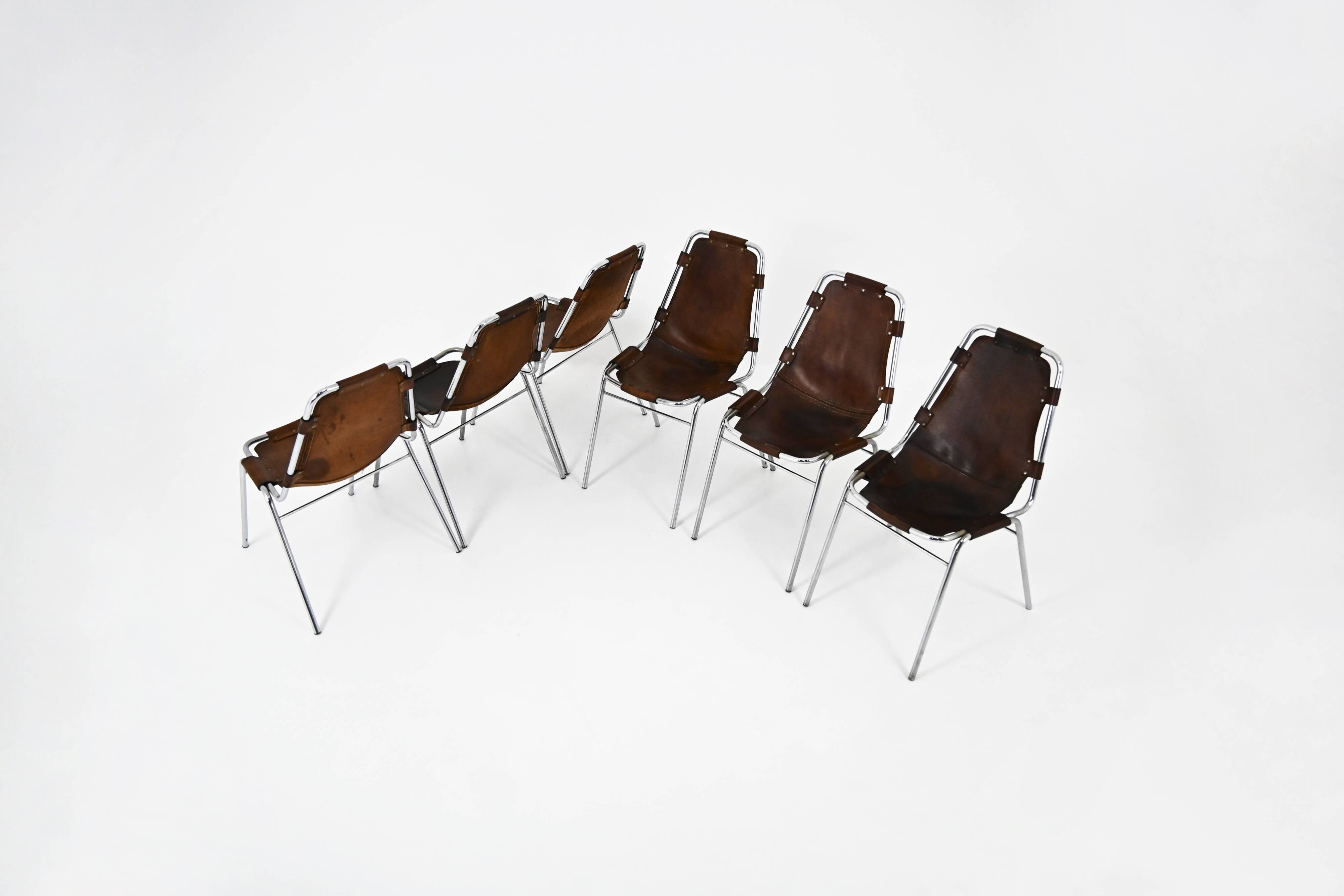 Set of 6 "Les Arcs" Chairs by Charlotte Perriand, 1960s