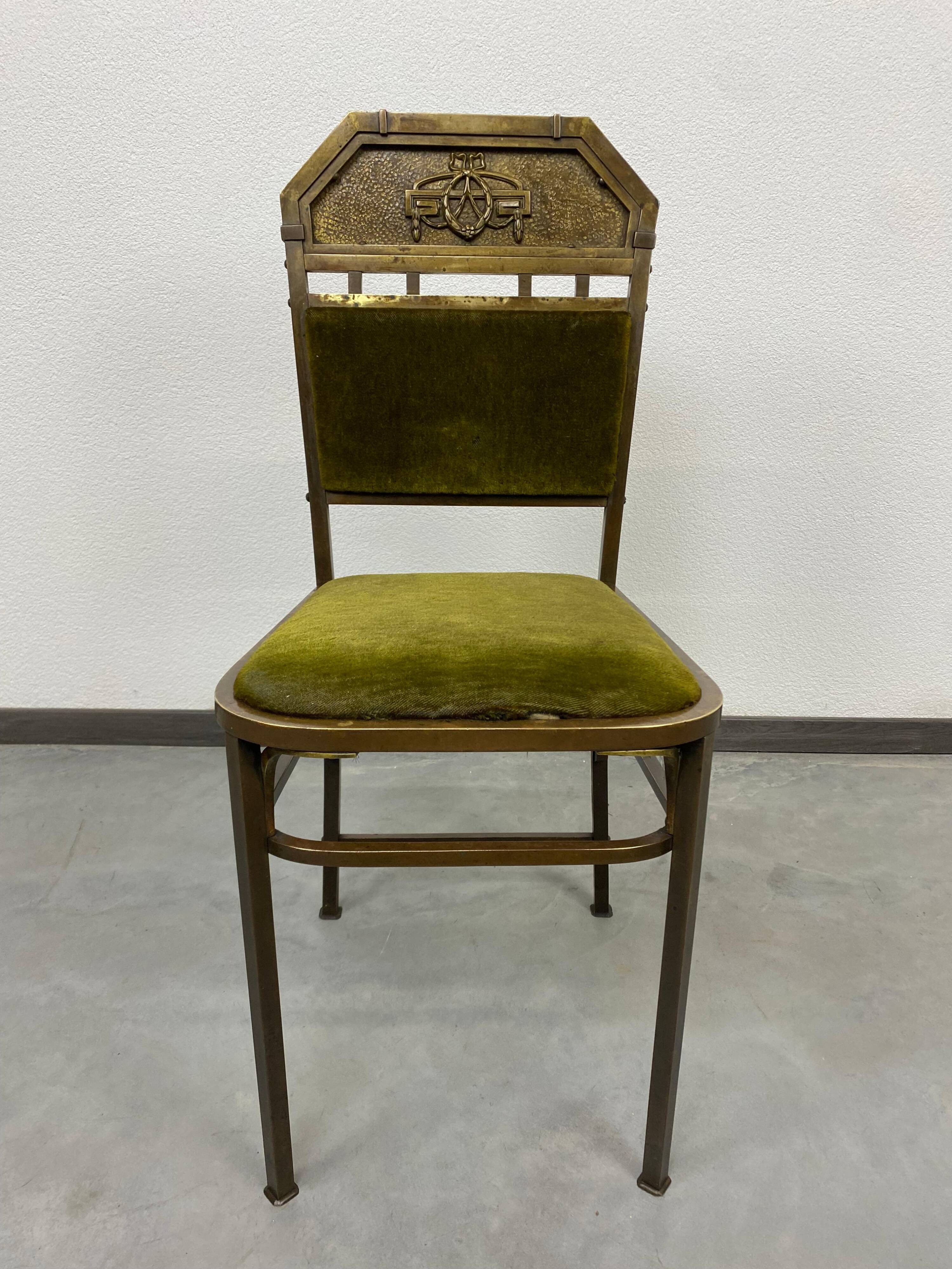 Art Nouveau chair in brass