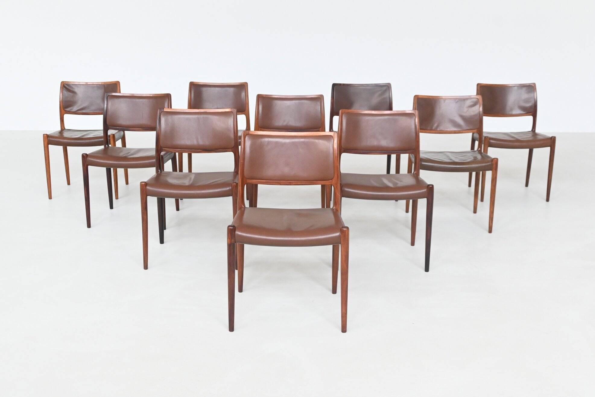 Niels Otto Moller model 80 dining chairs in rosewood Denmark 1960