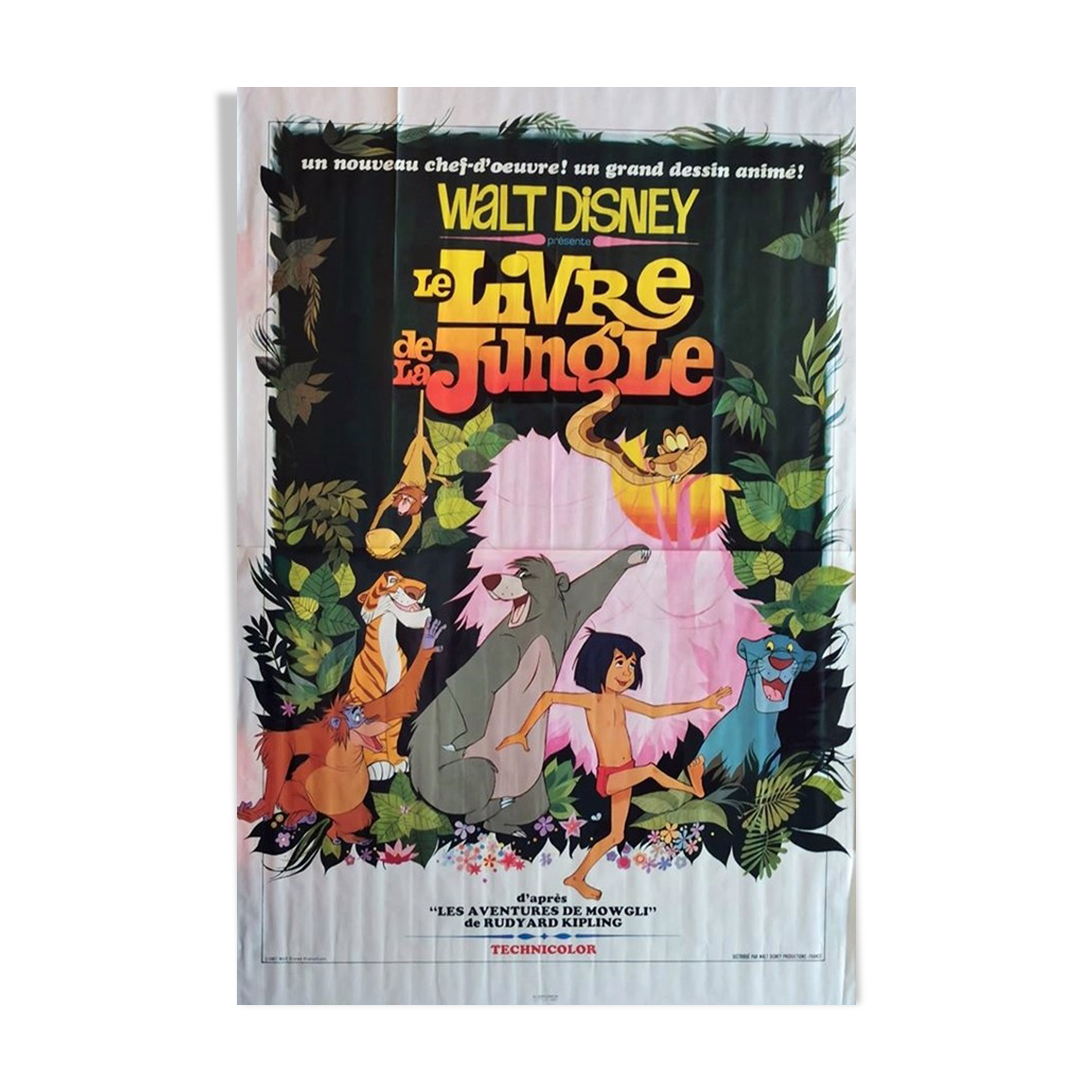 Original poster from 1967 the jungle book very rare format 160x240 cm