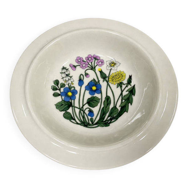 Lot de 6 assiettes creuses Arabia Finland – décor floral vintage scandinave