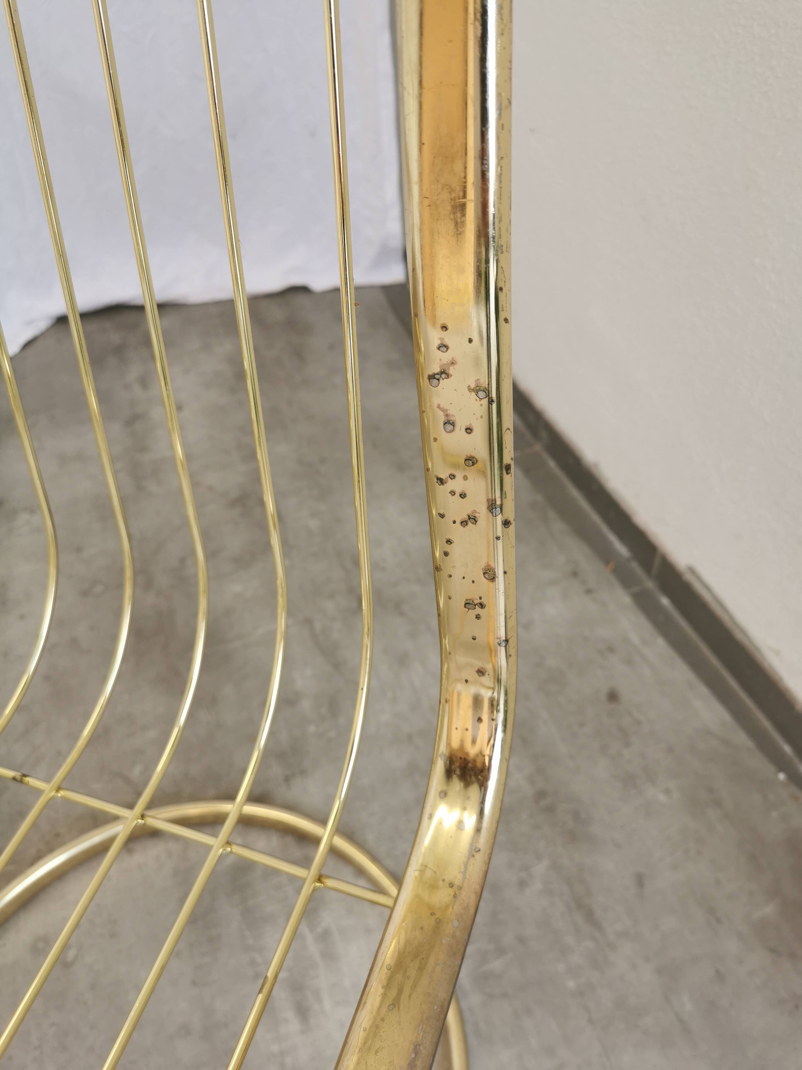 Set of 6 Vintage Gold Chrome Dining Chairs: Italian Mid-Century Design