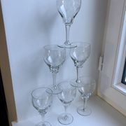 Set of 6 crystal wine glasses engraved 50-60s
