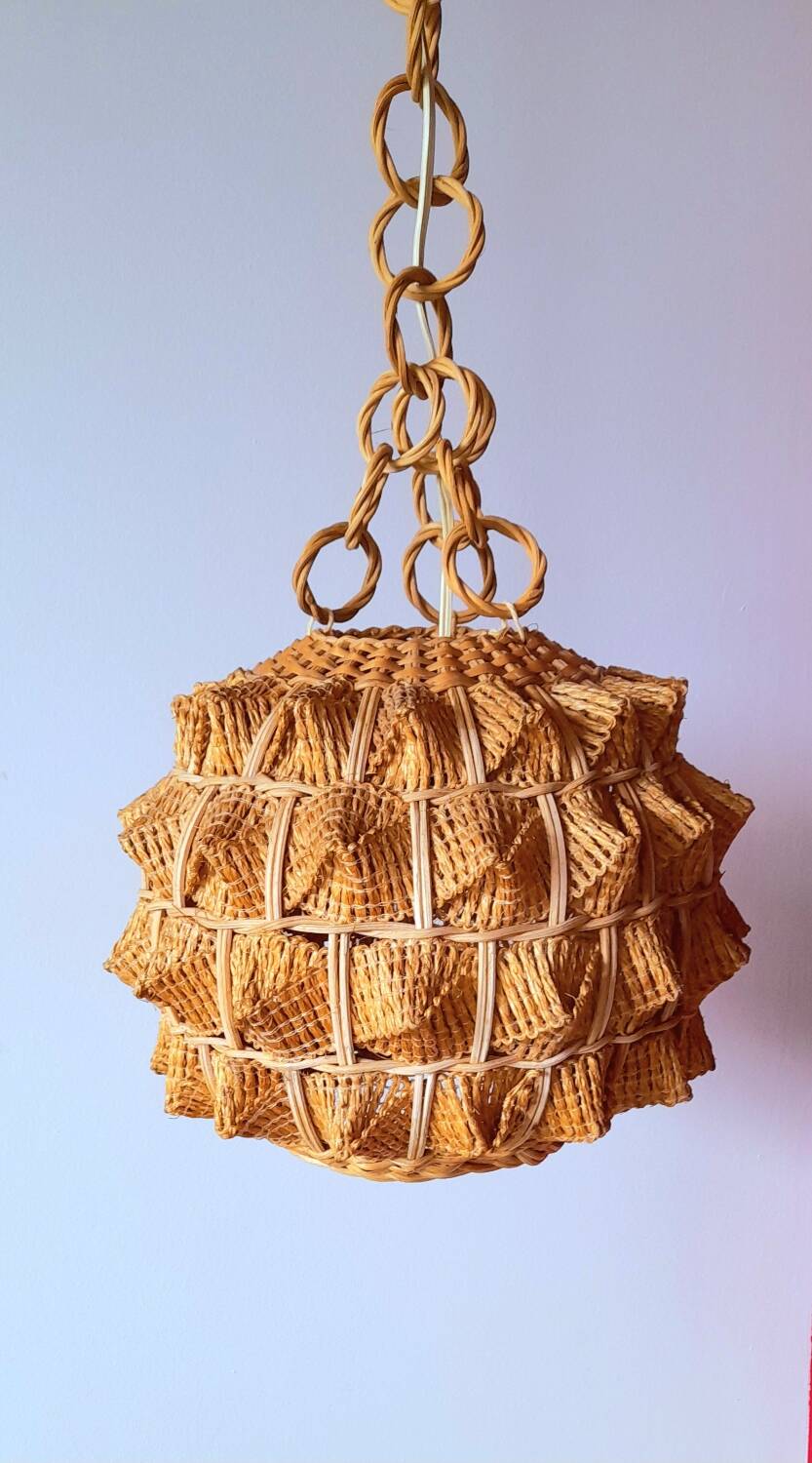 Scandinavian hanging rope and rattan 60s