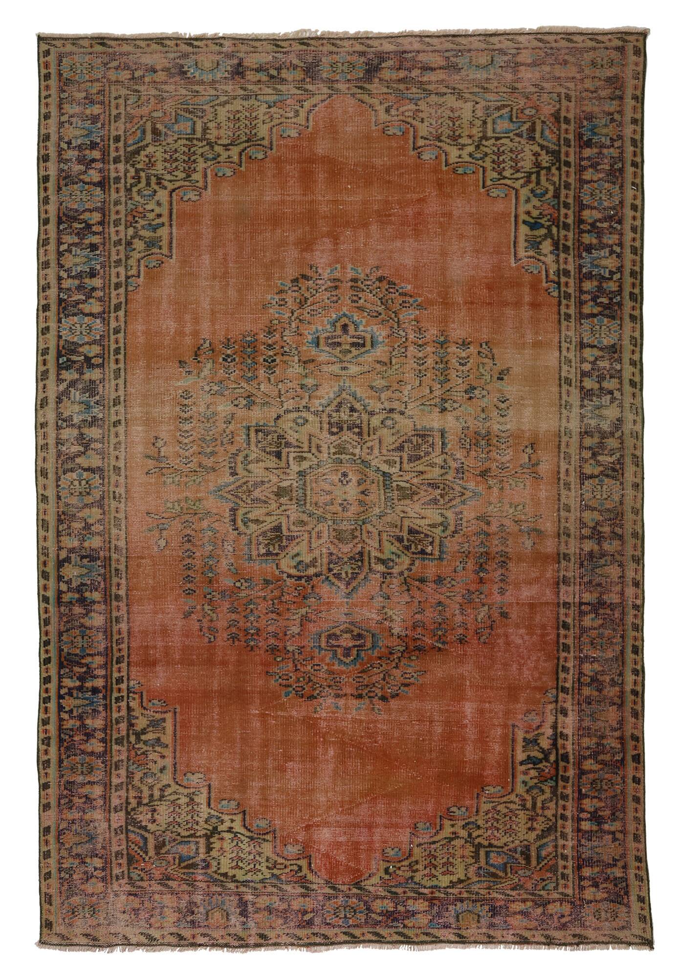 Turkish Anatolian Handmade Vintage Rug 270 cm x 174 cm
