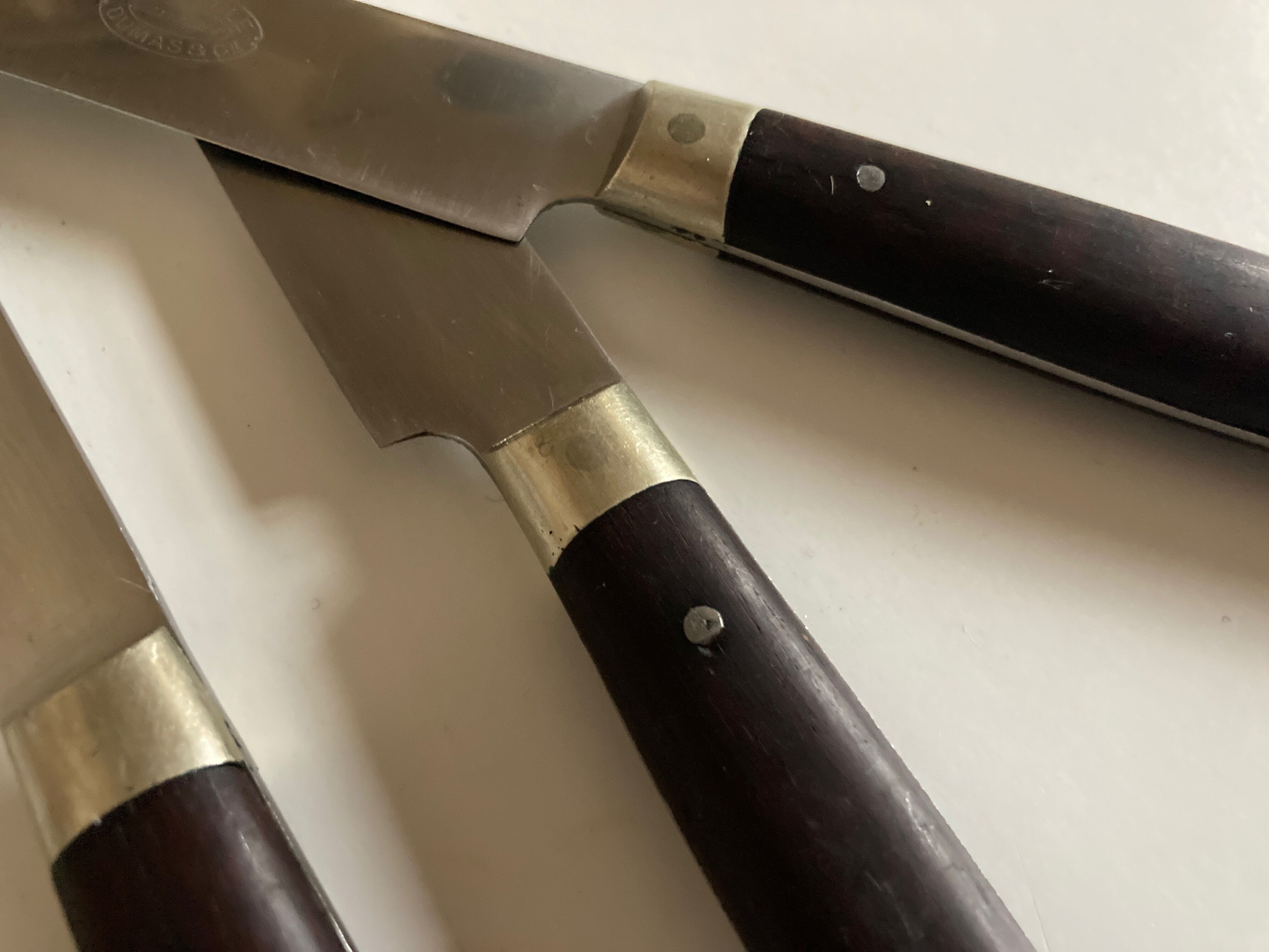Set of 6 rosewood wood knives Dumas Thiers 1950