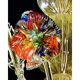Contemporary Lively Transparent and Gold Floral Chandelier in Murano Glass