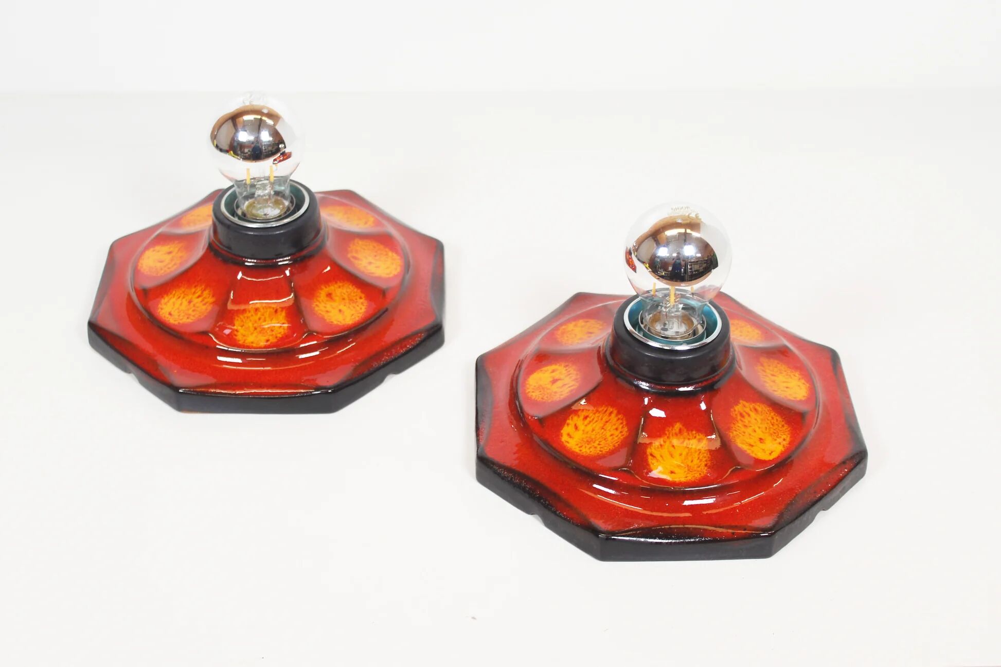 Pair of ceramic wall lamps by Hustadt Leuchten (2 pairs available)