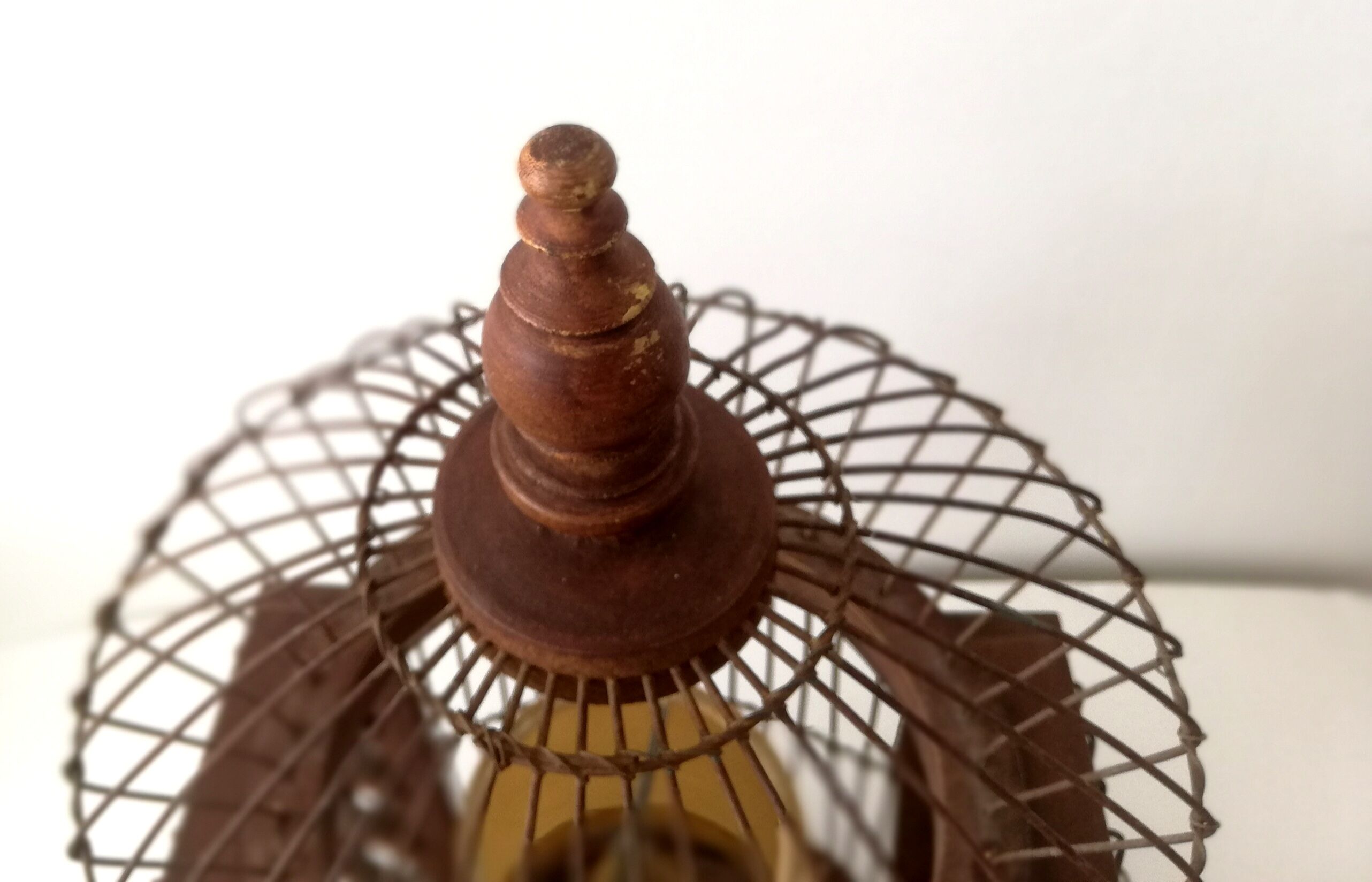 Antique wooden birdcage table lamp light bird home vintage