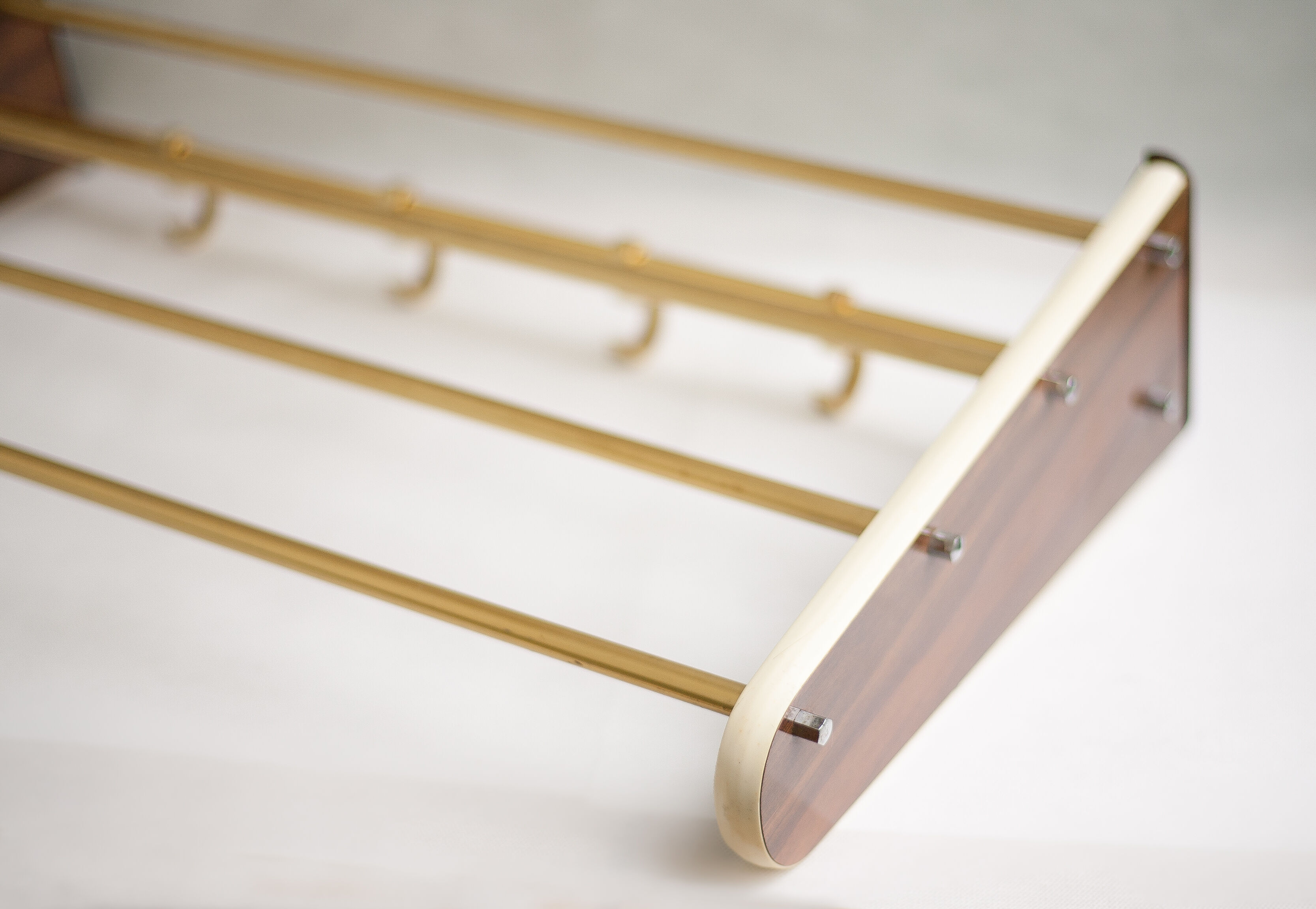 Formica and brass vintage coat rack