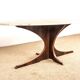 Oval coffee table in Carrara marble and rosewood, Hugues Poignant 1960