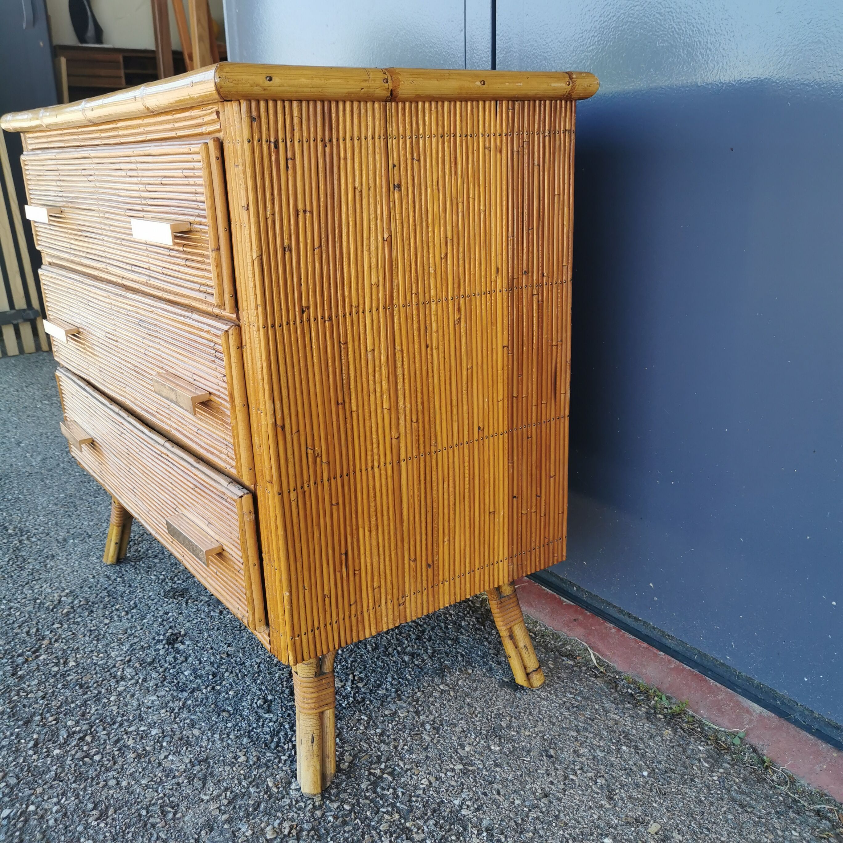 Rattan chest of drawers from the 50s