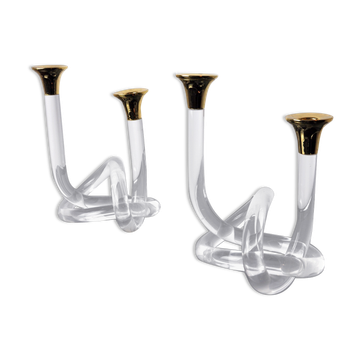 Pair of candle holders Dorothy Thorpe, lucite, 1970