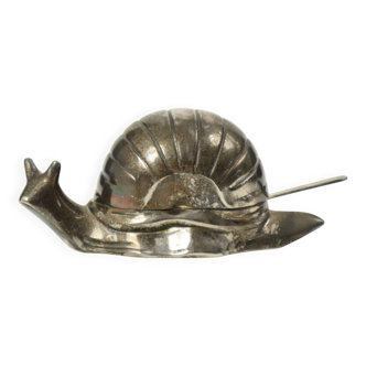 Beurrier vintage en métal argenté en forme d'escargot EP Zinc Hong Kong, années 1960