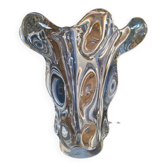 Large vintage Art Vannes crystal vase in Daum style