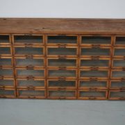 Vintage Dutch oak haberdashery shop cabinet, 1930s