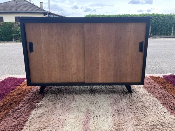 buffet à deux portes noir et bois