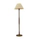Danish floor lamp with wood and metal base, botanical fabric shade, 1960s