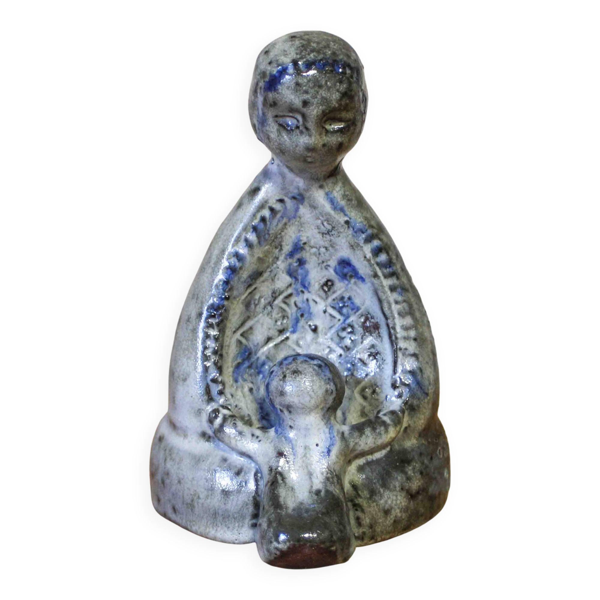 Vierge à l'enfant en grès émaillé Jeanne et Norbert Pierlot