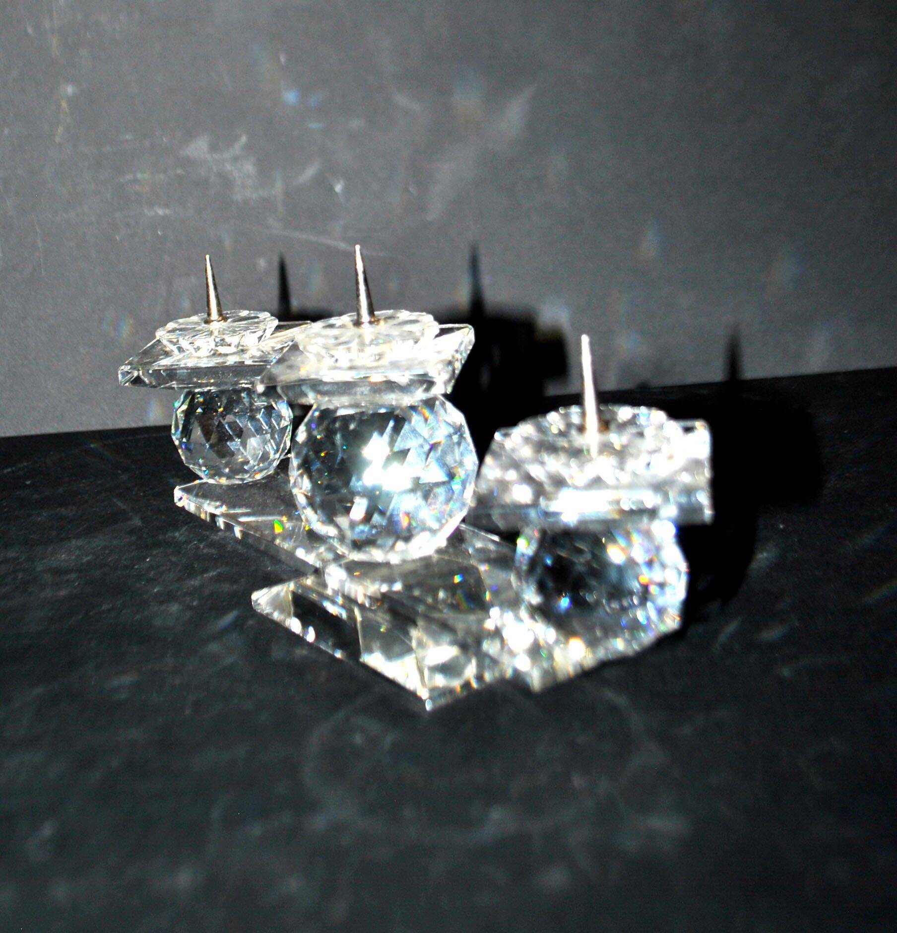 Swarovski candlestick in cut crystal signed sc swarovski design 1980