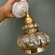 Vintage amber frosted glass tulip wall light