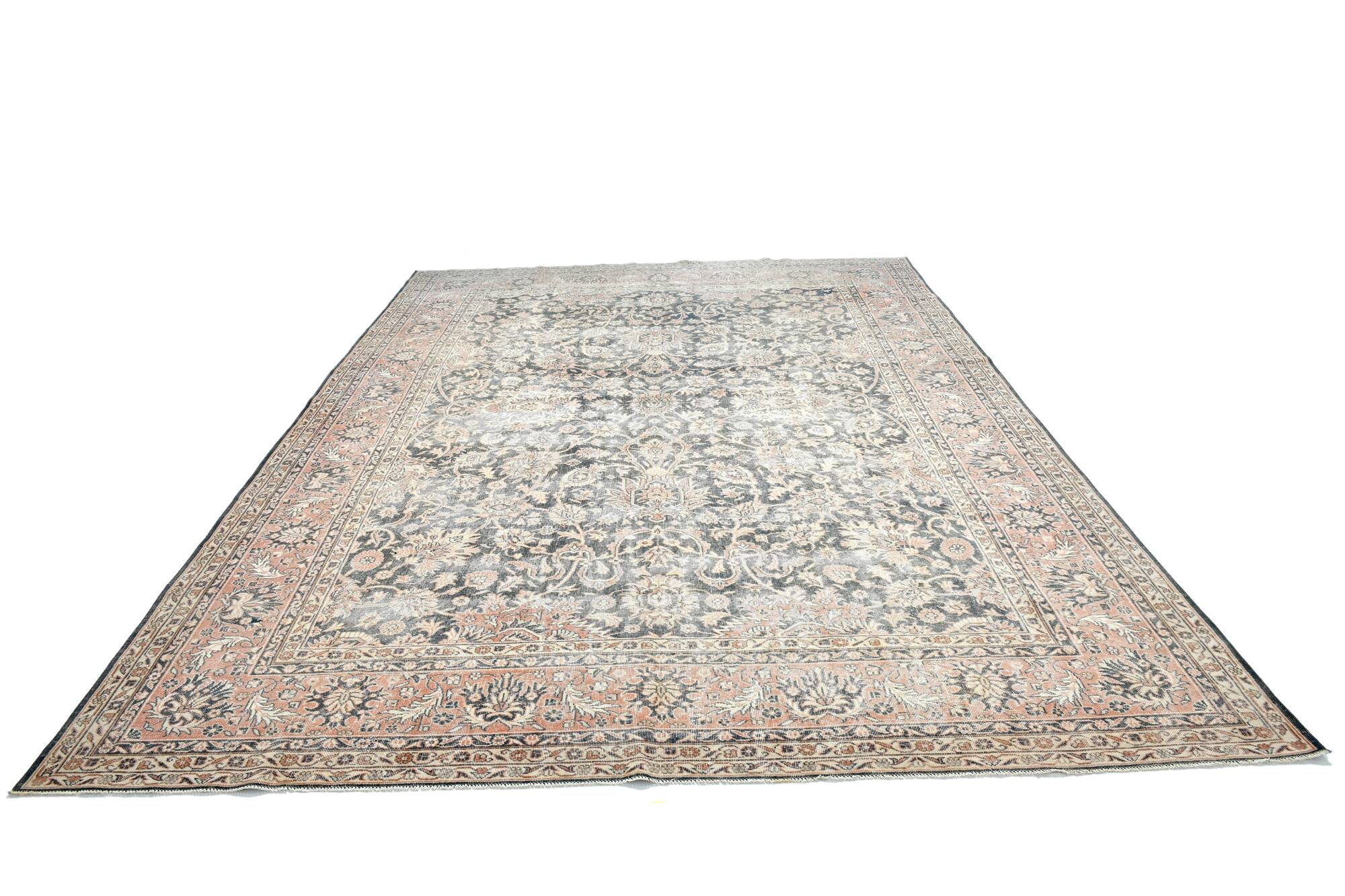 Tapis persan floral noir et rouge