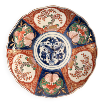 Ancient Japanese Plate Arita Style Imari Brocade Kirlande Ume Plum Flowers