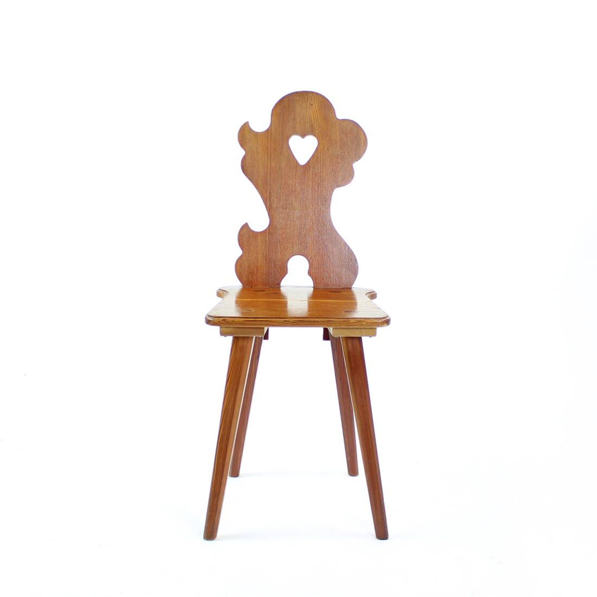 Folk Style Dining Chair In Wood, Czechoslovakia 1973