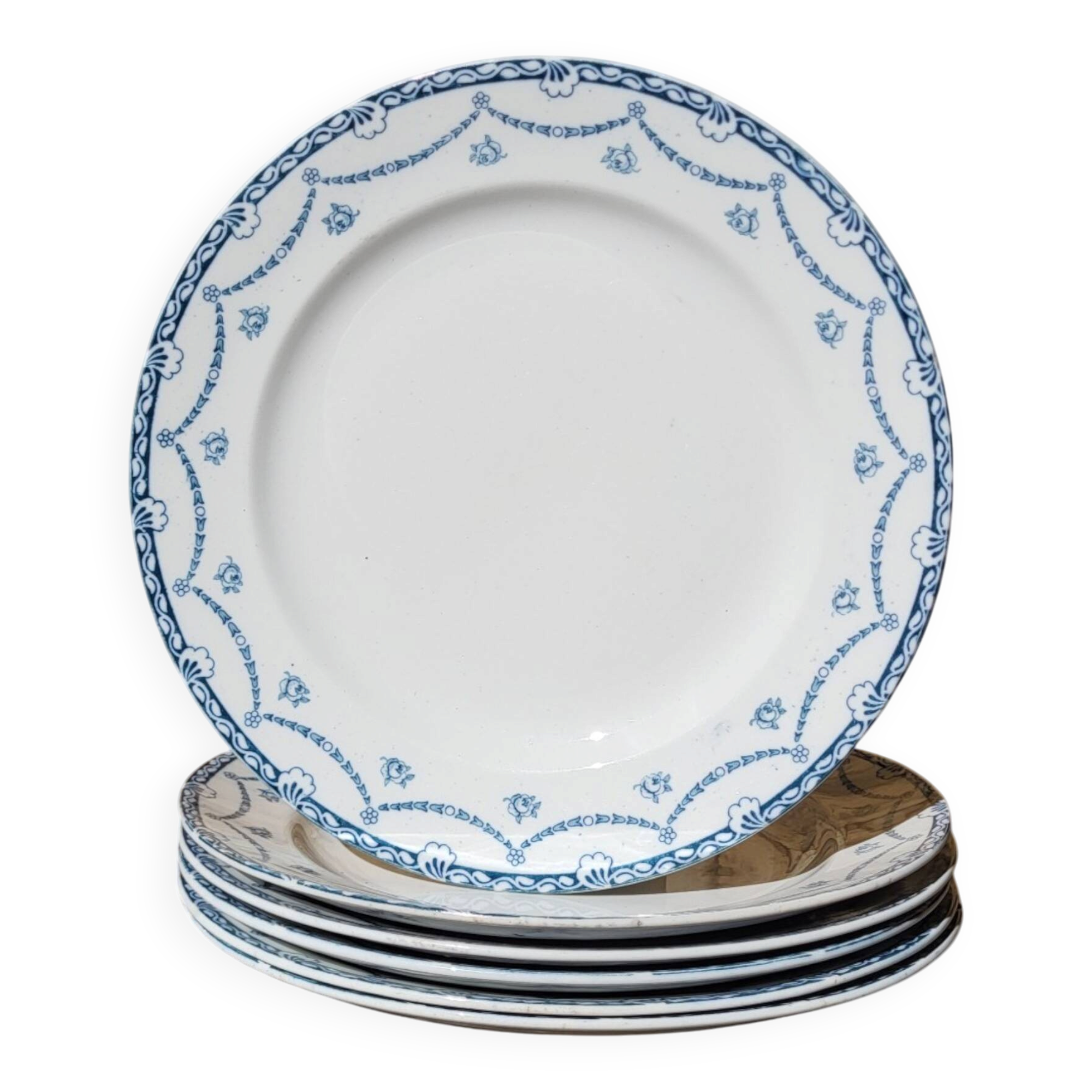 6 plates in English earthenware "Cheltenham" — F. Winkle & Co