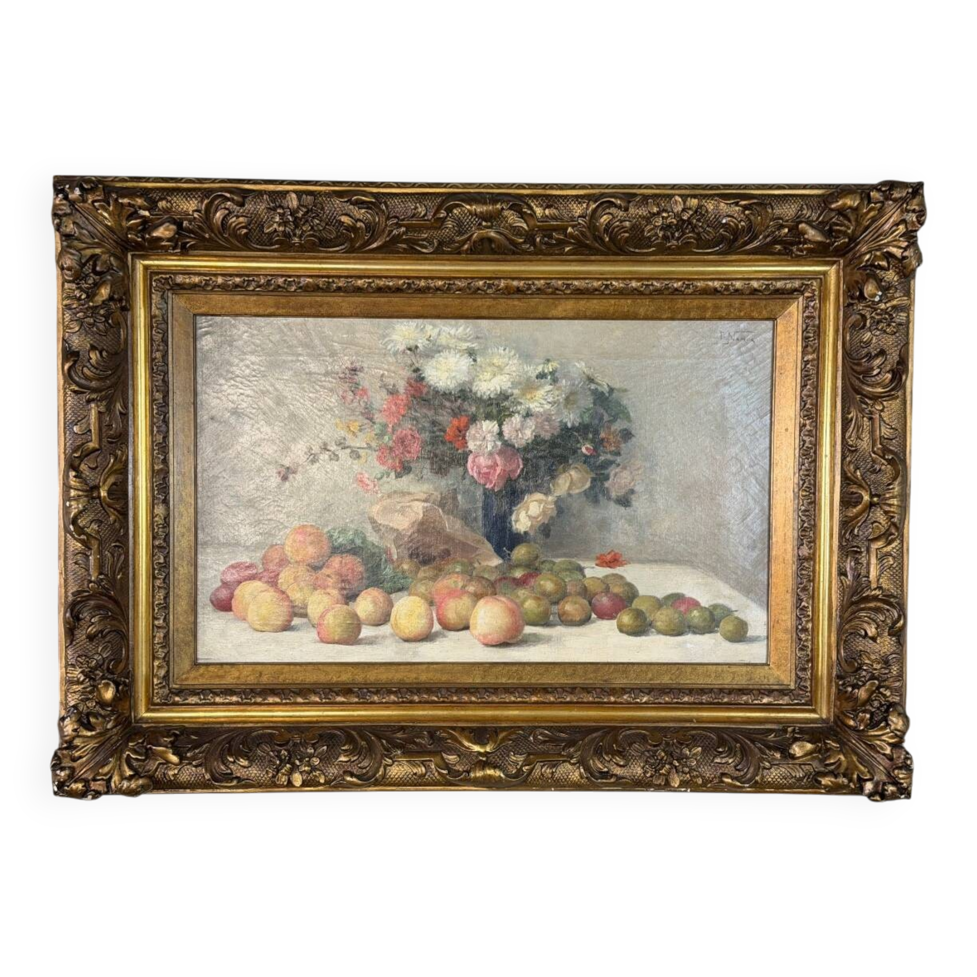 Nature morte, huile sur toile signée en haut à droite François Namur (1857-1902)