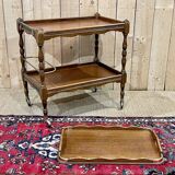 Trolley on wheels and its tray, work from the 1960s in beech